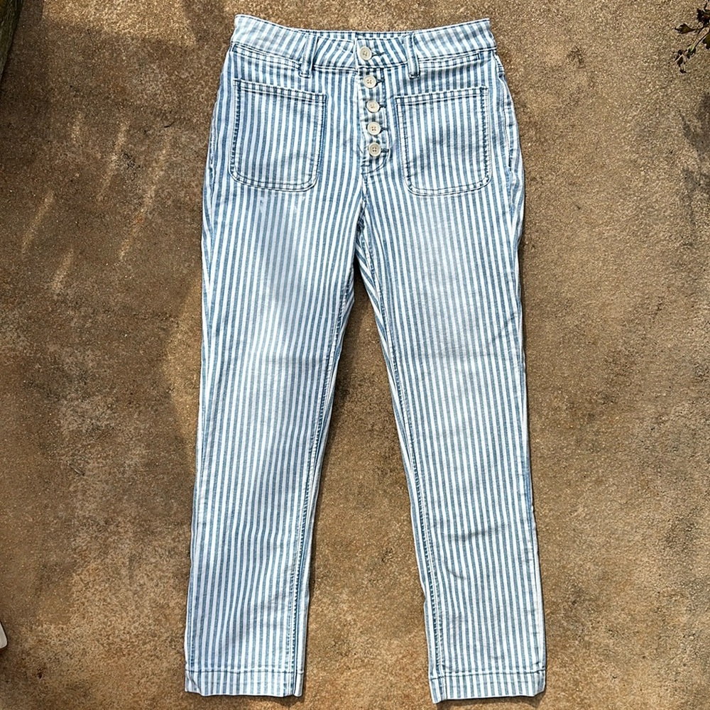 Pilcro and the Letterpress by Anthropologie High Wasted Striped Jeans.